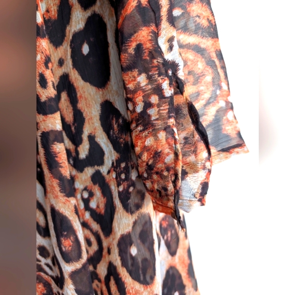 COLORS of INDIA Leopard Print High Low Hem Kimono - Picture 7 of 9